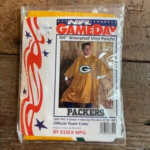 NFL Green Bay Packers Waterproof Vinyl Poncho Essex Mfg One Size Yellow Gold